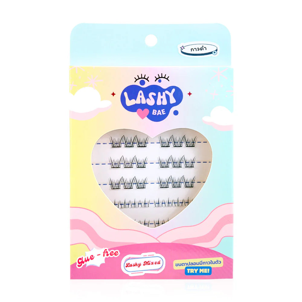 LashybaeLUV Self-Adhesive Eyelashes Lashy Mixed [24pcs + 48pcs] #Black