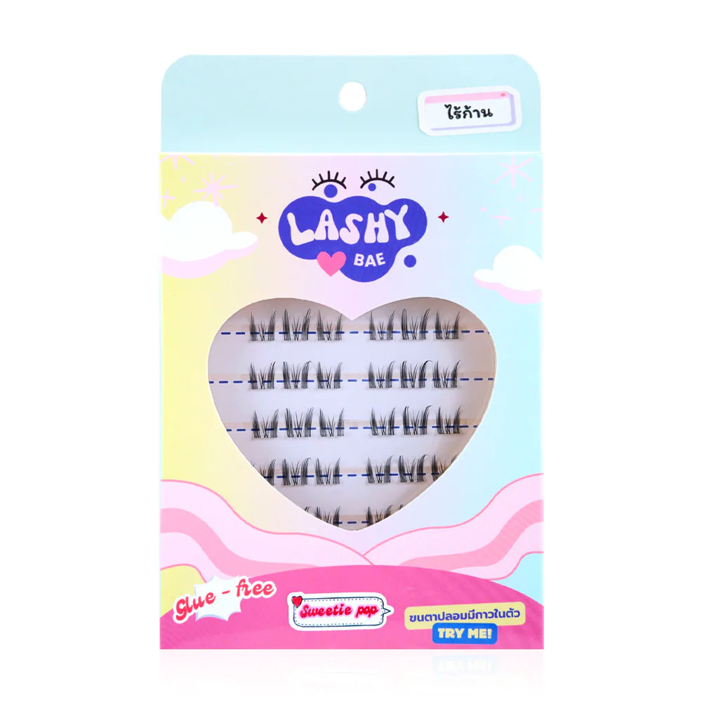 LashybaeLUV Self-Adhesive Eyelashes Sweetie Pop 48pcs #Clear Glue
