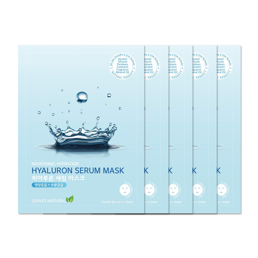 Leaves Natural Hyaluron Serum Mask 25ml x 5pcs