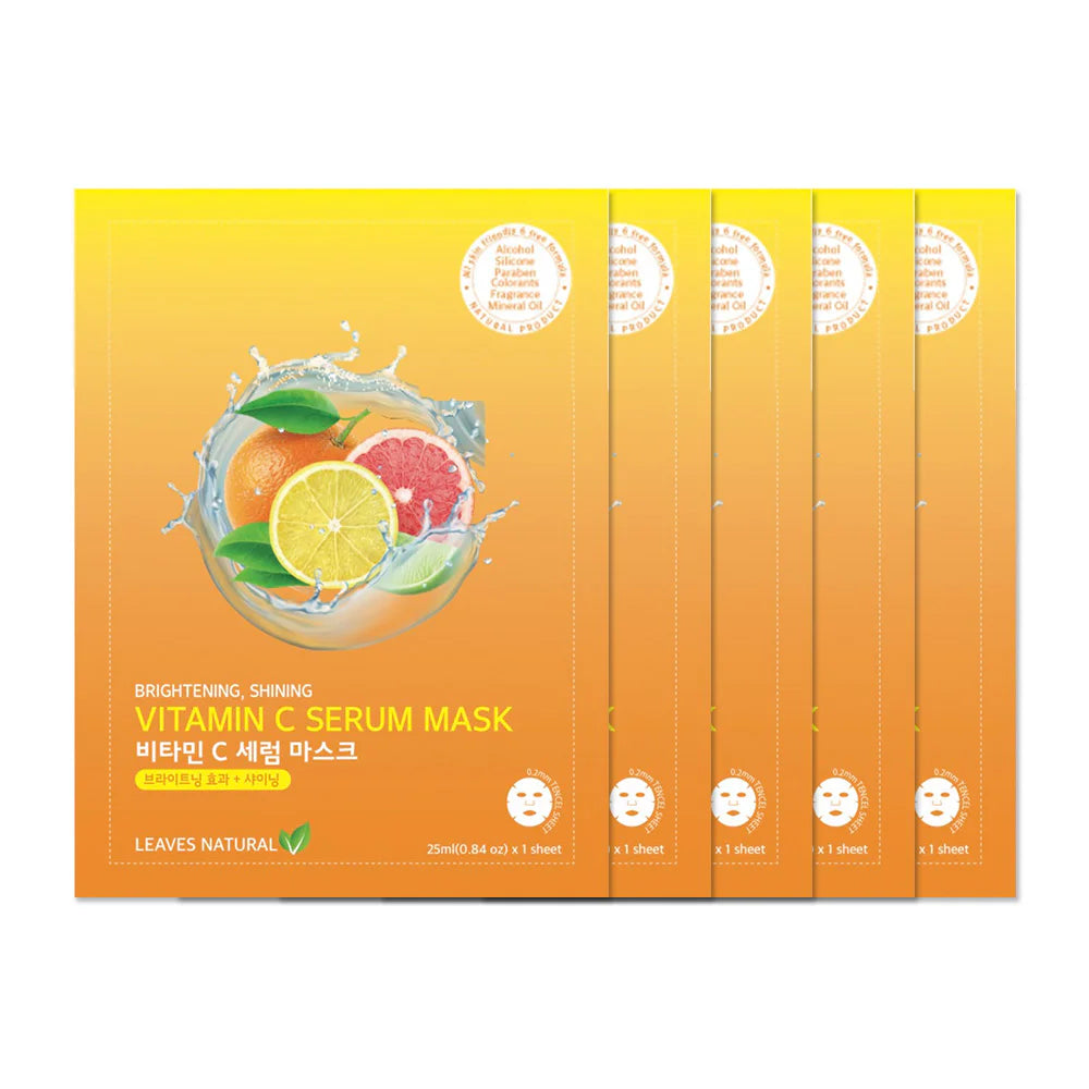 Leaves Natural Vitamin C Serum Mask 25ml x 5pcs