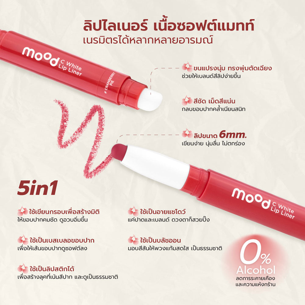 Lip It Mood C White Lip Liner 0.55g #01 Apricot Croissant