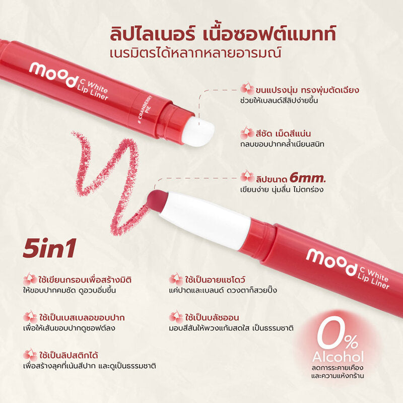 Lip It Mood C White Lip Liner 0.55g #05 Berry Choux