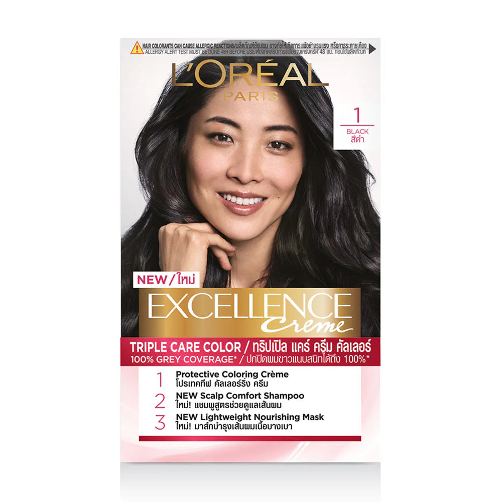 L'Or≈Ωal Paris Excellence CrÔøΩme Natural Shade 172ml #1 Black Permanent Hair Color Cream