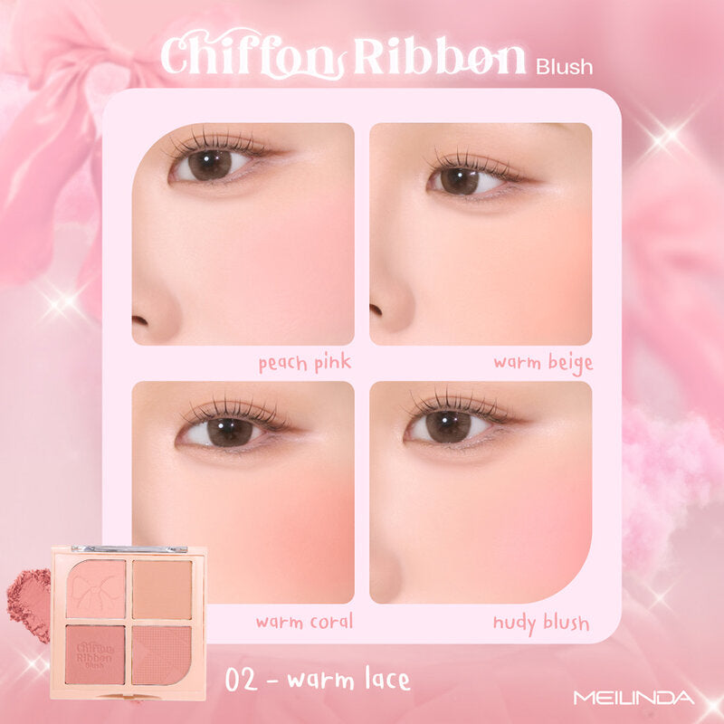 Mei Linda Chiffon Ribbon Blush 8.8g #02 Warm Lace
