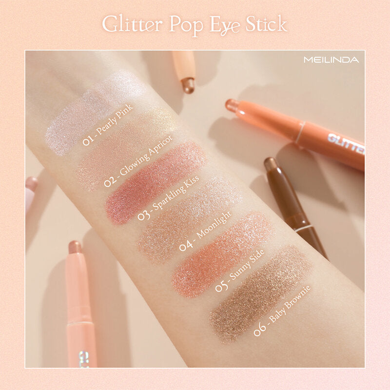 Mei Linda Glitter Pop Eye Stick 1 Pc #01 Pearly Pink