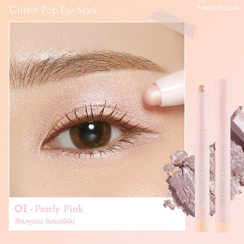 Mei Linda Glitter Pop Eye Stick 1 Pc #01 Pearly Pink
