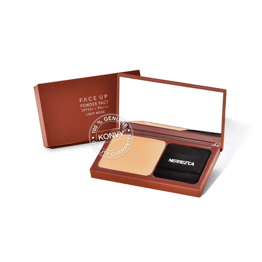 Merrez'ca Face Up Powder Pact - SPF50/PA+++ Light Beige Foundation - Beauty Buddy