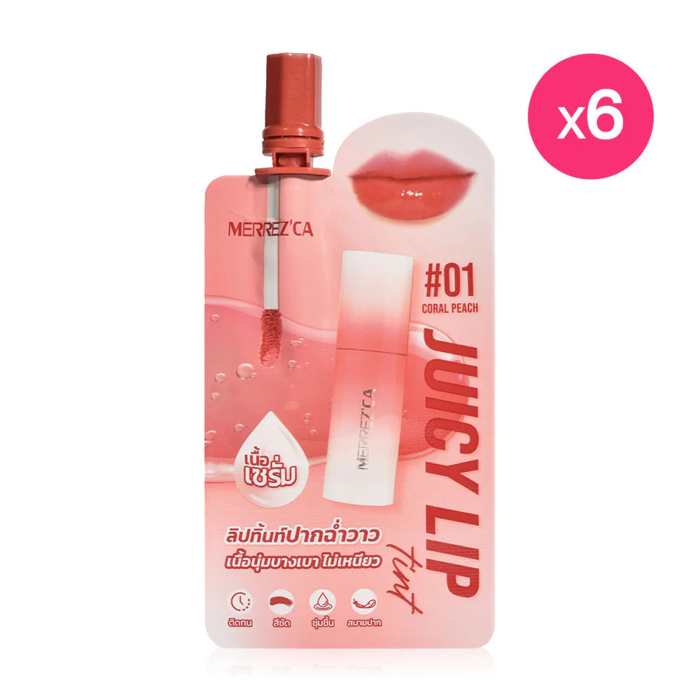 Merrezca Juicy Lip Tint 2ml x 6pcs #01 Coral Peach