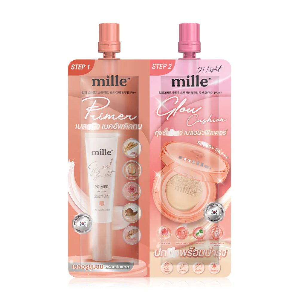 Mille 2in1 Bright Primer & Perfect Glow Cushion 8g - #01 Light