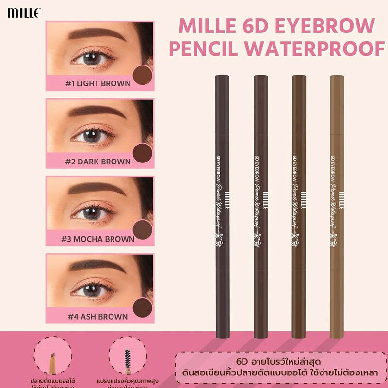 Mille Eyebrow Pencil - Waterproof 6D in Light Brown - Beauty Buddy