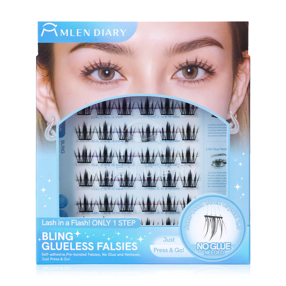 MLEN DIARY Glueless False Eyelashes 7 Rows #Bling