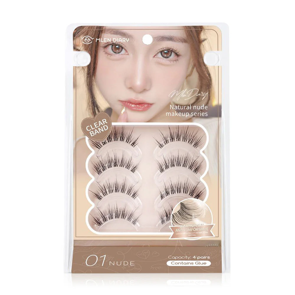 MLEN DIARY Strips Lashes Naked Makeup Series Eyelashes 4 Pairs #01 Nude