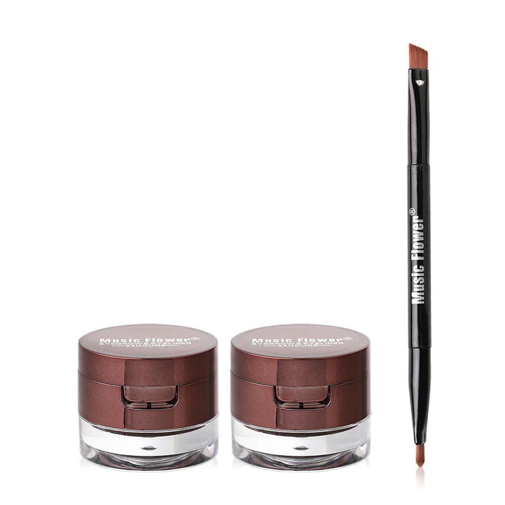 Music Flower Fascinated Eyebrow & Eyeliner Cream 5in1 14g #Brown And Black Eyeliner