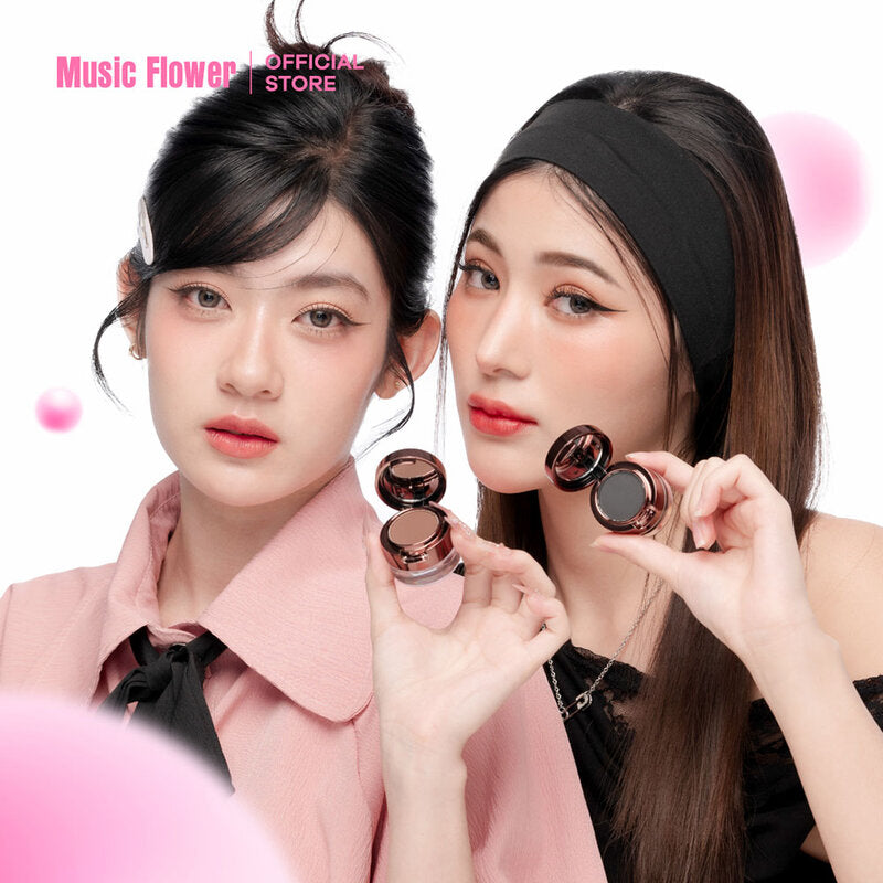Music Flower Fascinated Eyebrow & Eyeliner Cream 5in1 14g #Brown And Black Eyeliner