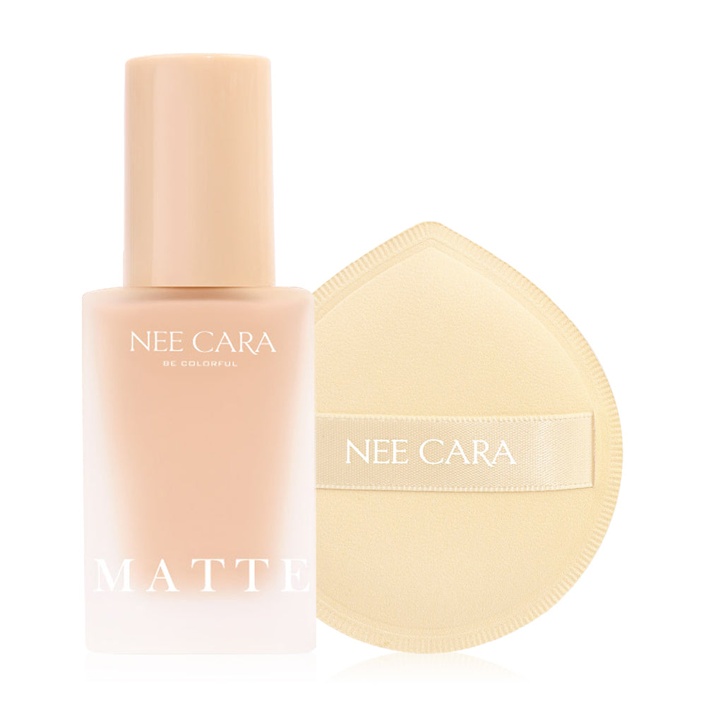 NEE CARA Matte Control Foundation 30g #110 & Soft Puff Foundation Set