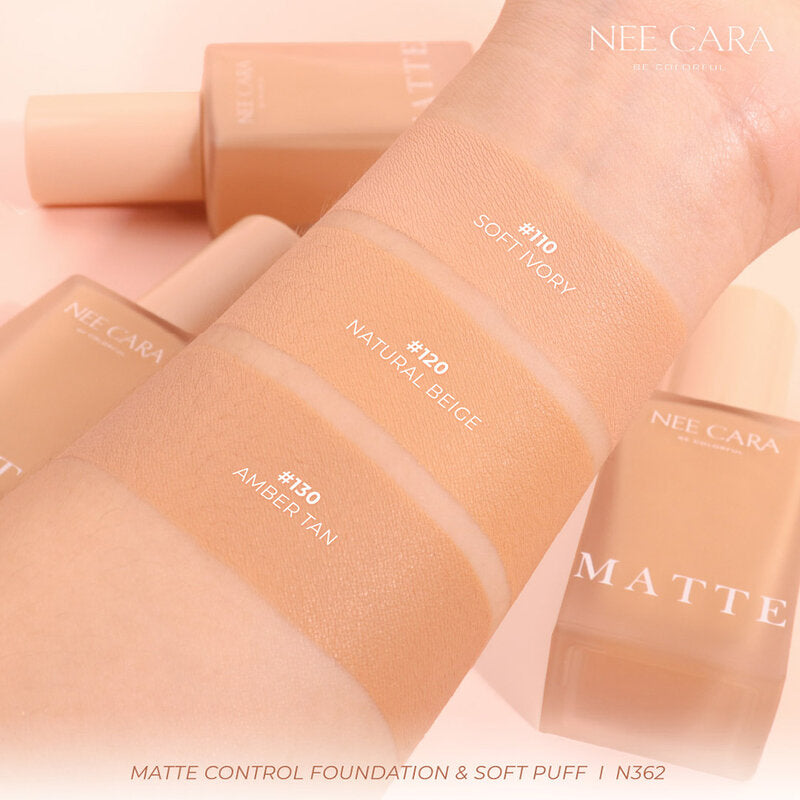 NEE CARA Matte Control Foundation 30g #110 & Soft Puff Foundation Set