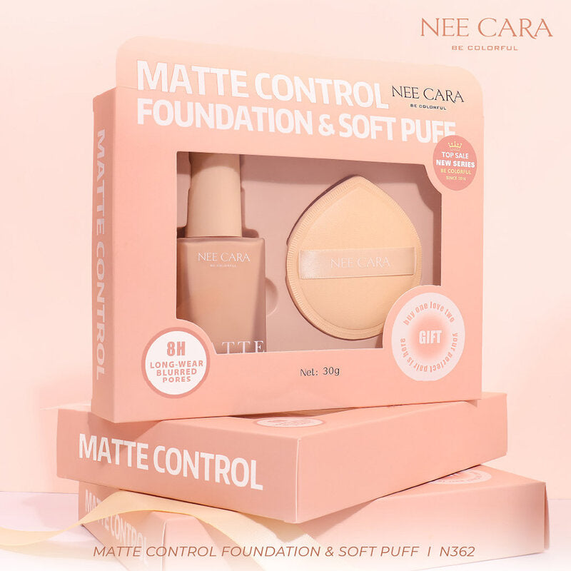 NEE CARA Matte Control Foundation 30g #120 & Soft Puff Foundation Set