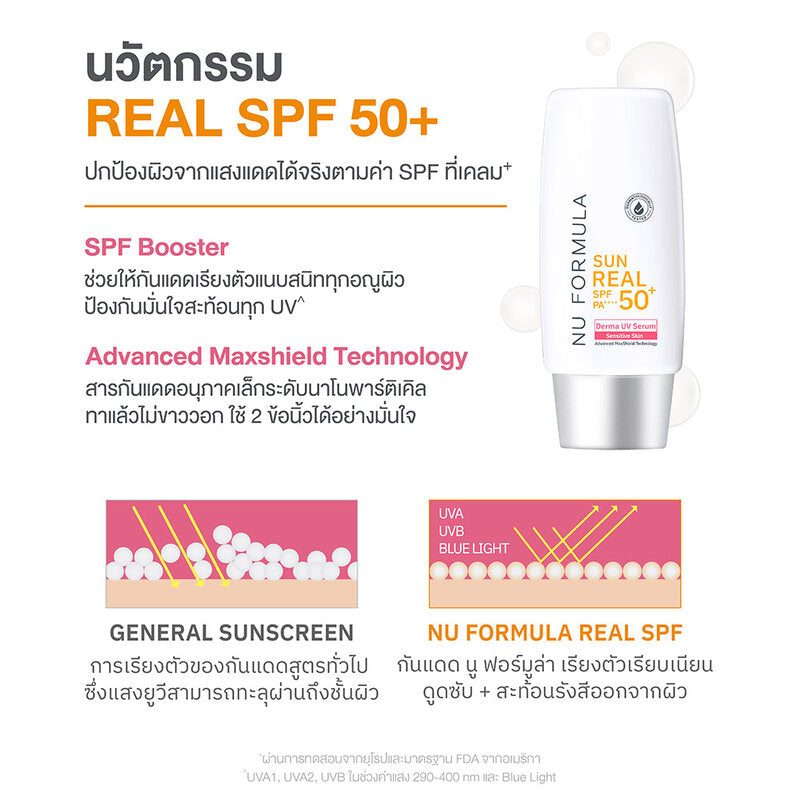نو فورمولا صن ريال سيروم ديرما UV SPF 50+ PA++++ 40جم