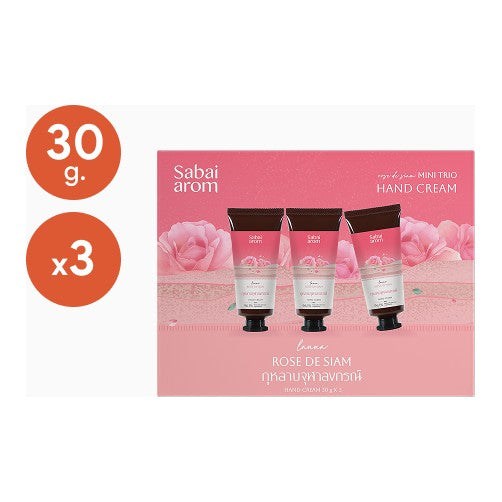 Sabai Arom Mini Trio Hand Cream Set - Rose de Siam 3 x 30 g.