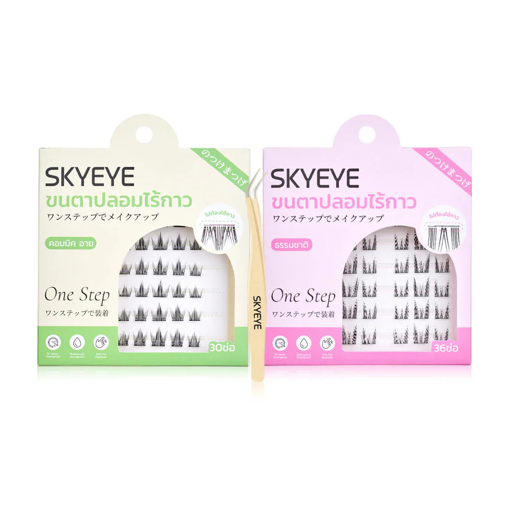 SKYEYE Eyelashes Comic Eye 30pcs #S02 + Natural 36pcs #S03 + Tweezers 1pc