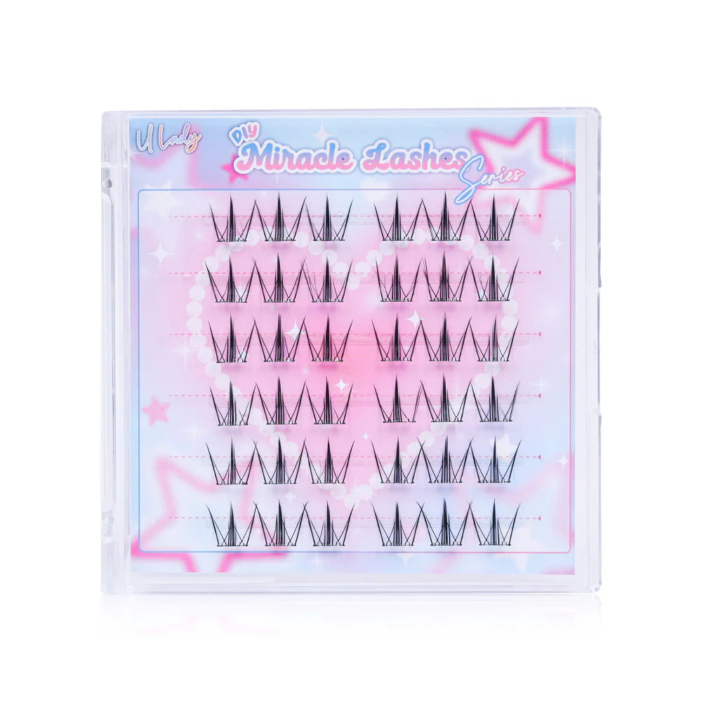 U Lady Miracle Lashes 36pcs #12 False Eyelashes Cluster Type Self-Adhesive