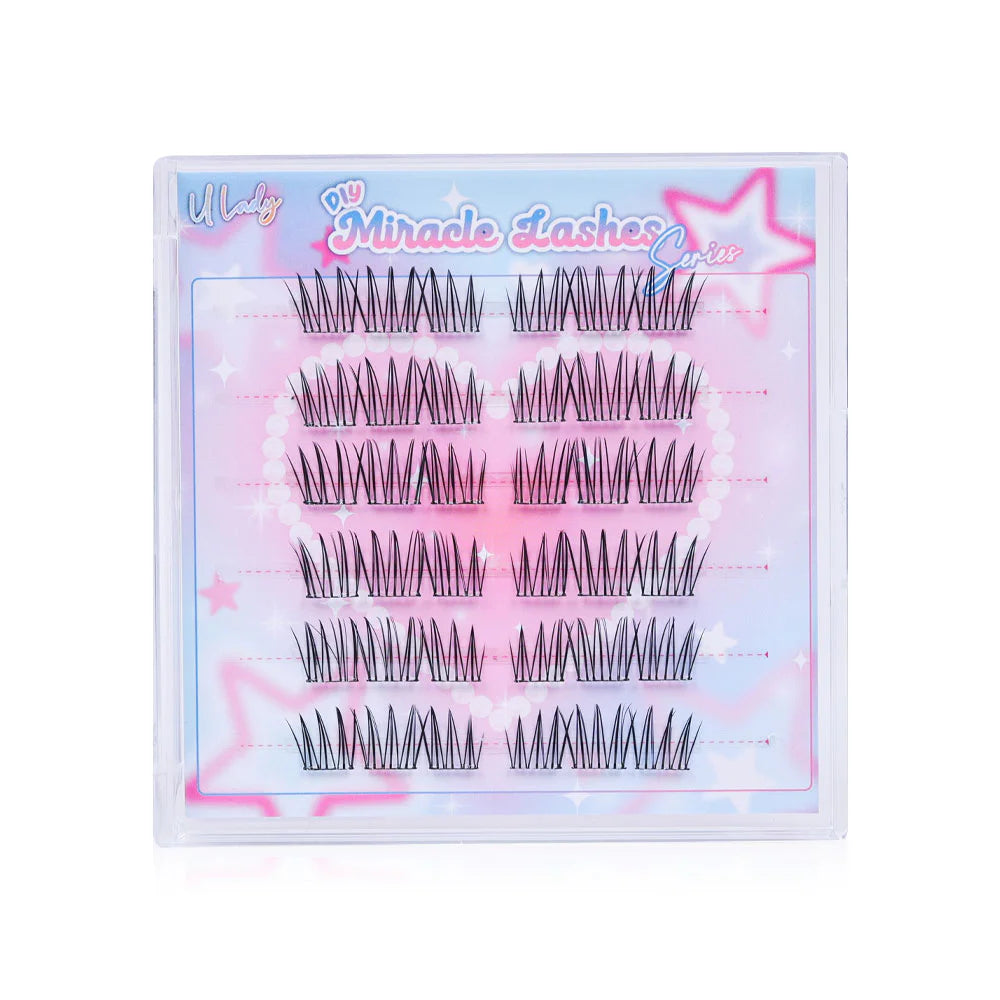 U Lady Miracle Lashes 36pcs #13 False Eyelashes, Cluster Type, Self-Adhesive