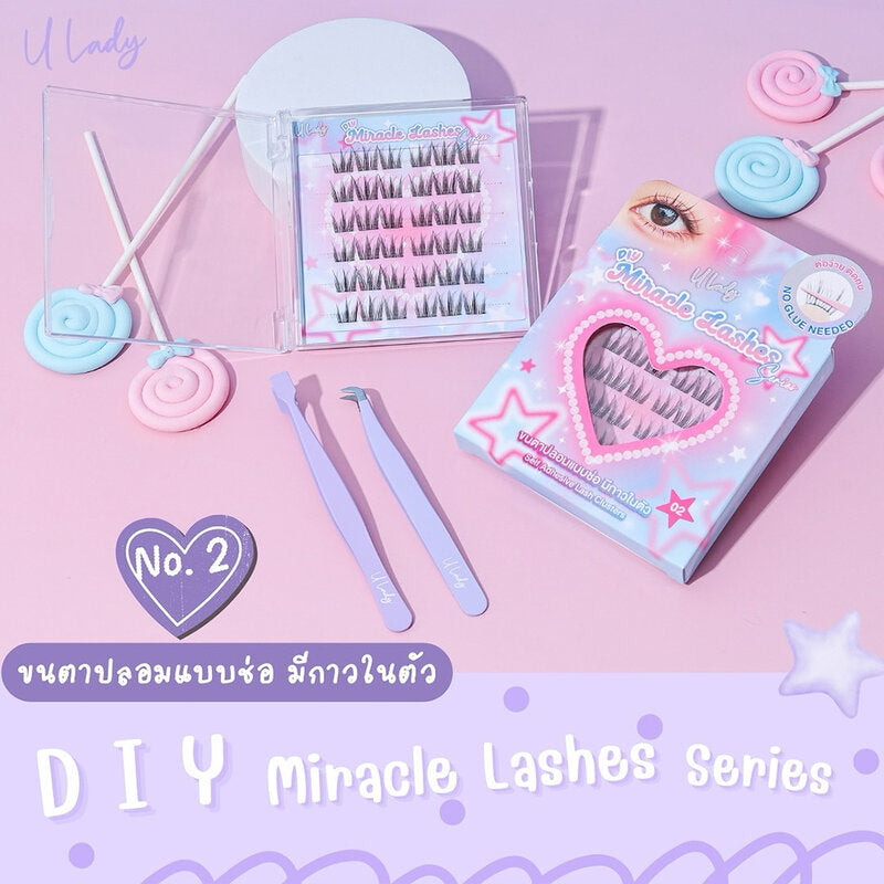 U Lady Miracle Lashes 36pcs Cluster Type Self-Adhesive #02