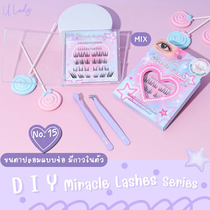 U Lady Miracle Lashes 36pcs Cluster Type Self-Adhesive #15