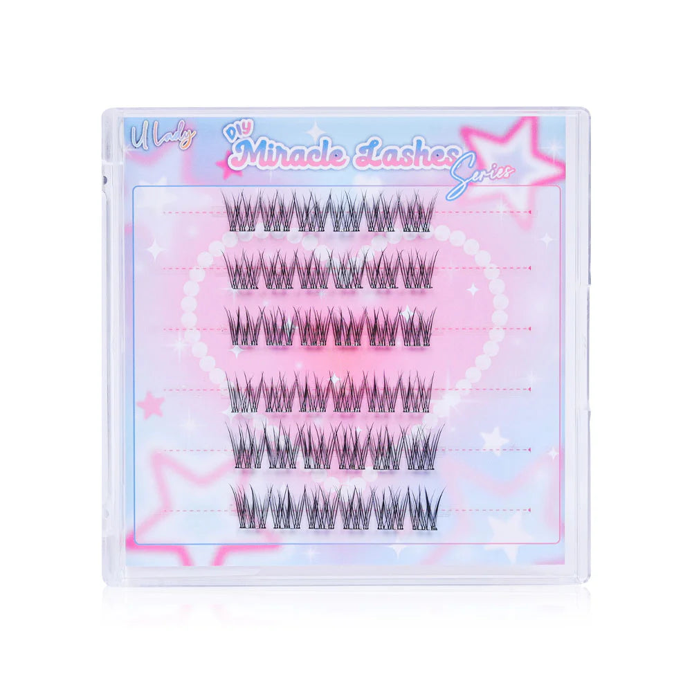 U Lady Miracle Lashes 36pcs #14 False Eyelashes, Cluster Type, Self-Adhesive