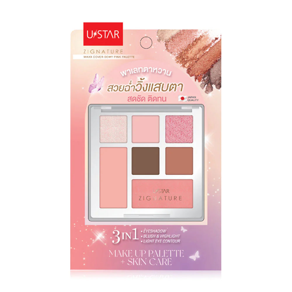 U-Star Makeup Palette - Maxx Cover Dewy Pink, 7 Shades - Beauty Buddy