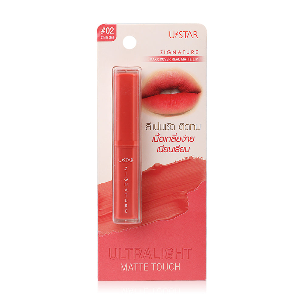 U-Star Matte Lipstick - Zignature Maxx Cover #02 Chilli Girl - Beauty Buddy