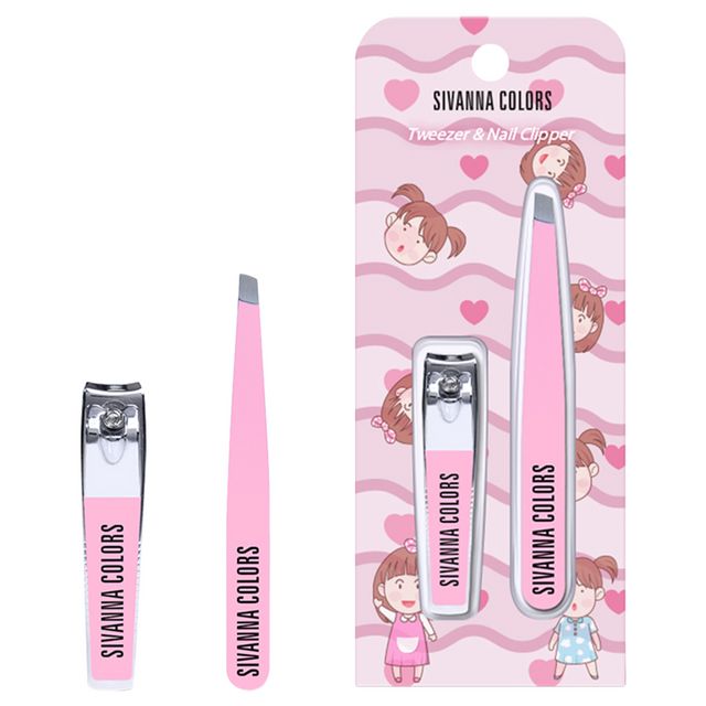 SIVANNA Pink Tweezer and Nail Clipper Kit 2pcs