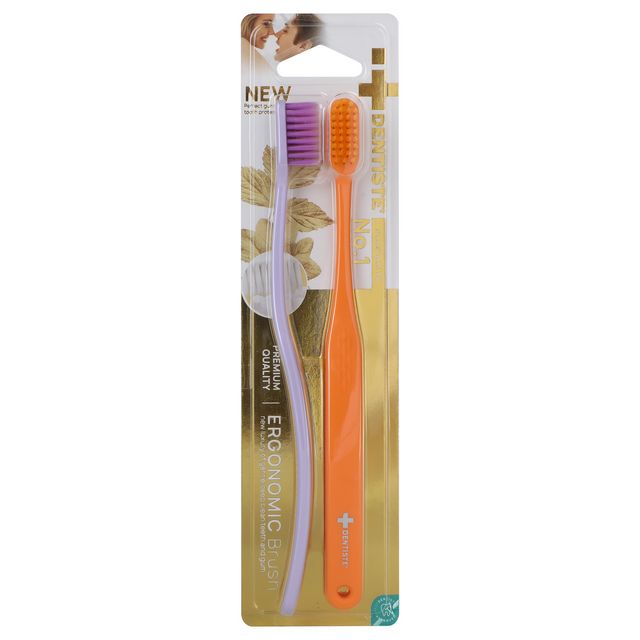 DENTISTE Ergonomic Toothbrush Twin Pack Random Colors 0.04g
